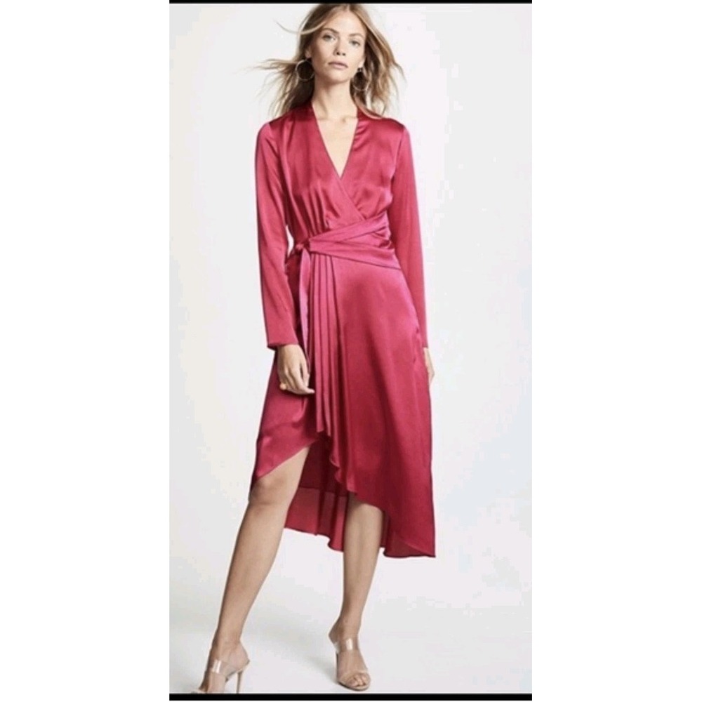 Equipment Adisa pink satin asymmetrical wrap style‎ dress 0 Feminine Office